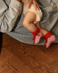 Booties HVID - Cotton candy/red