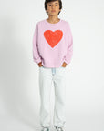 Red heart sweatshirt lilac