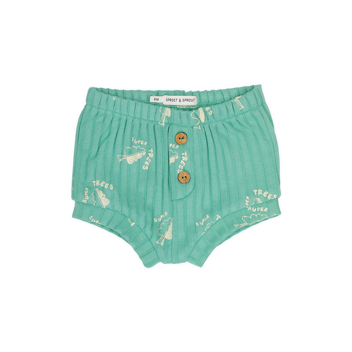 Rib baby shorts trees print