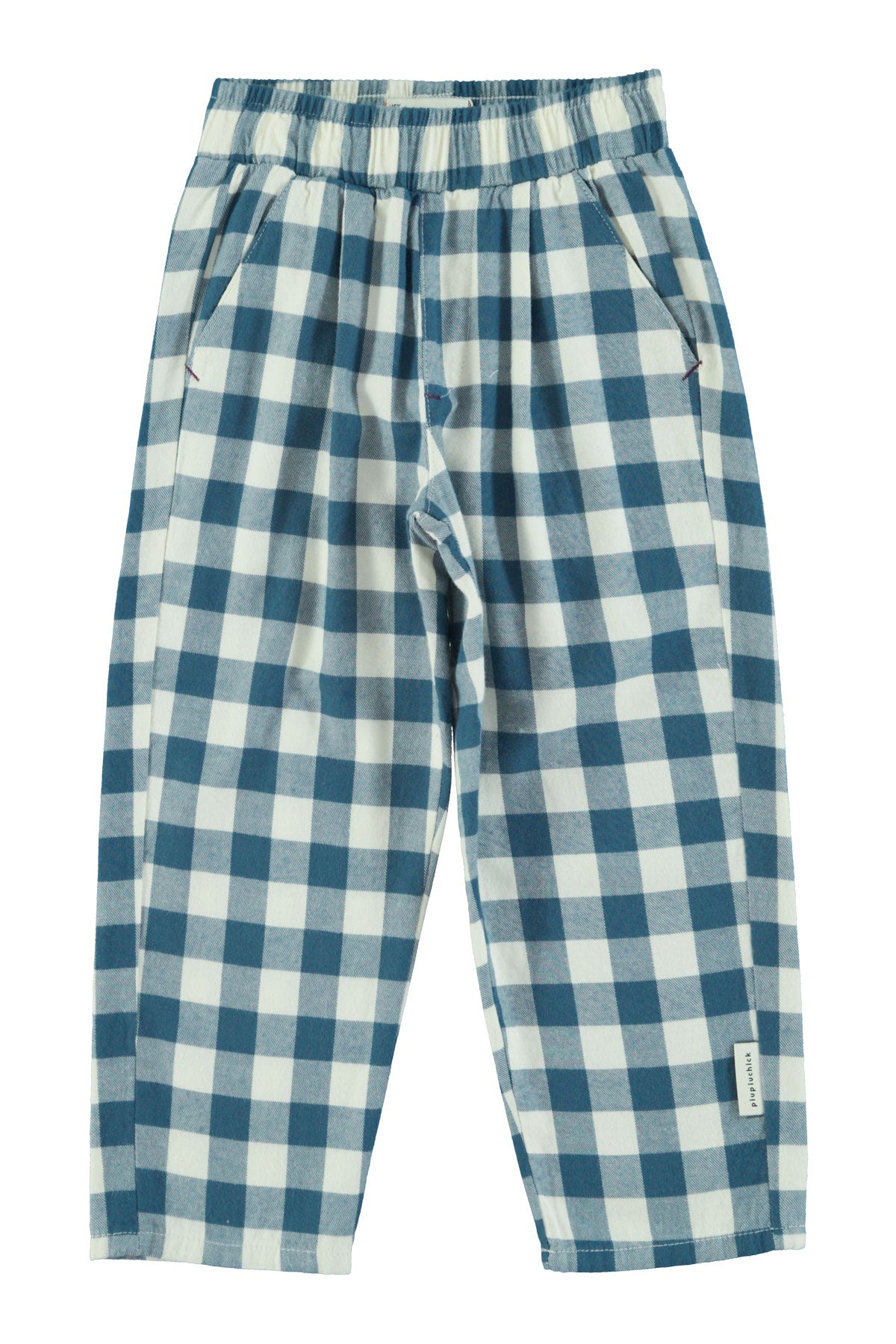 Blue & white checkered trousers