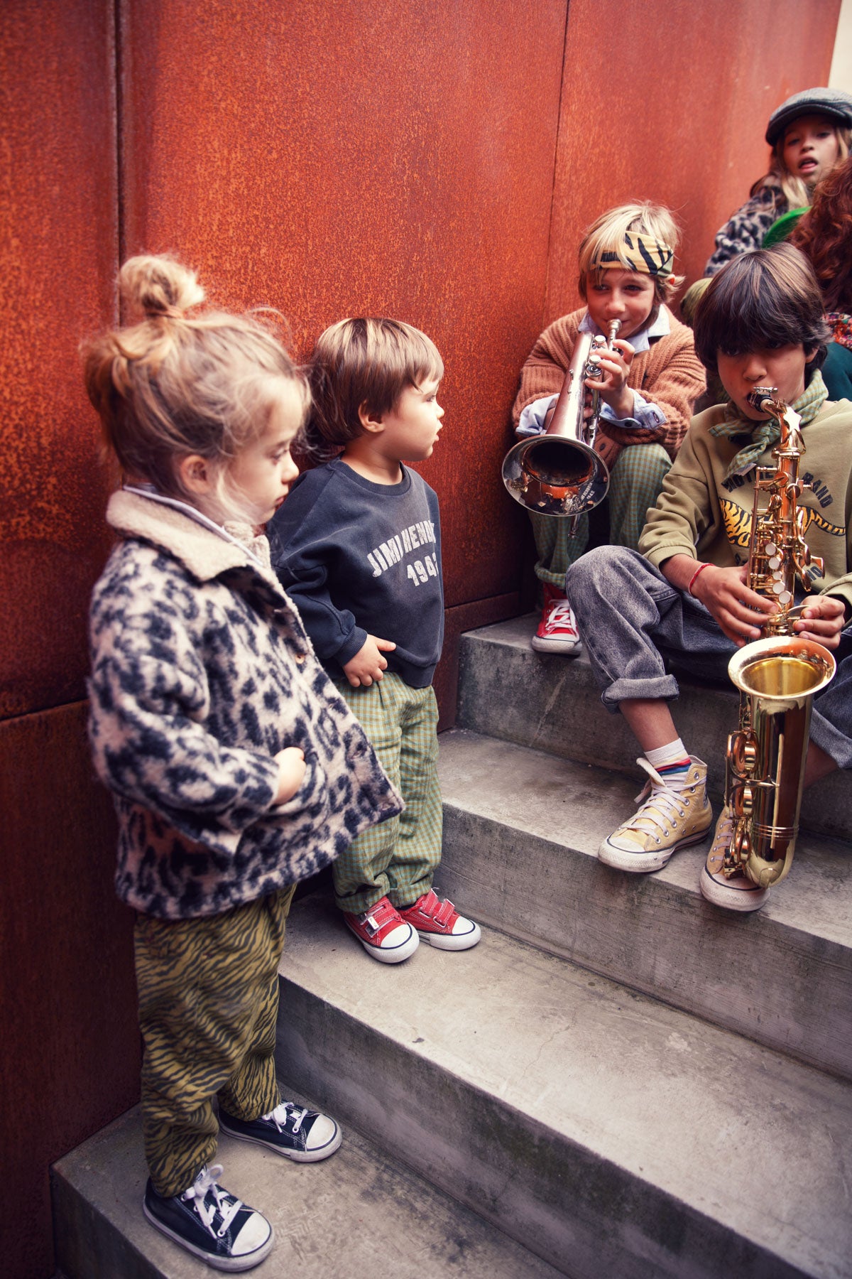 Green checkered trousers kids