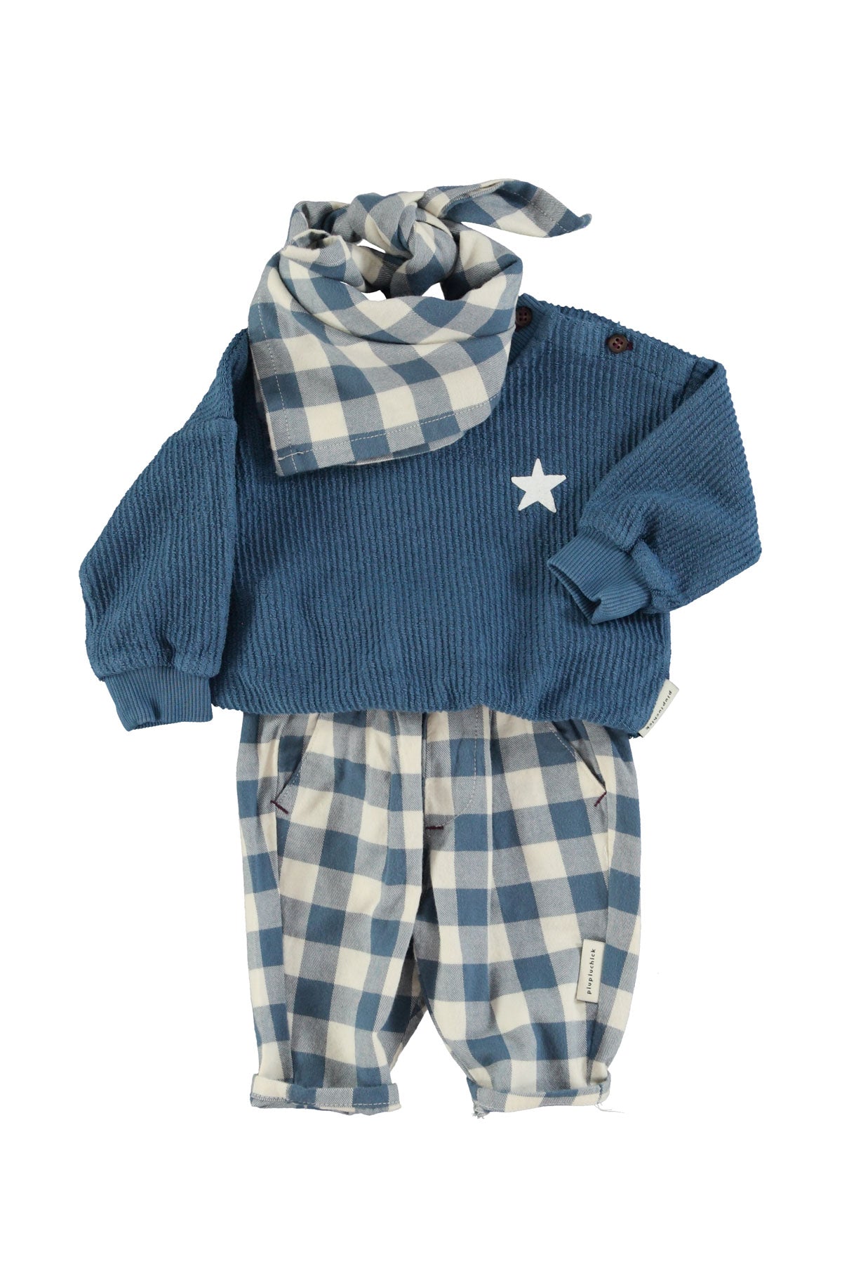 Baby Blue & white checkered trousers