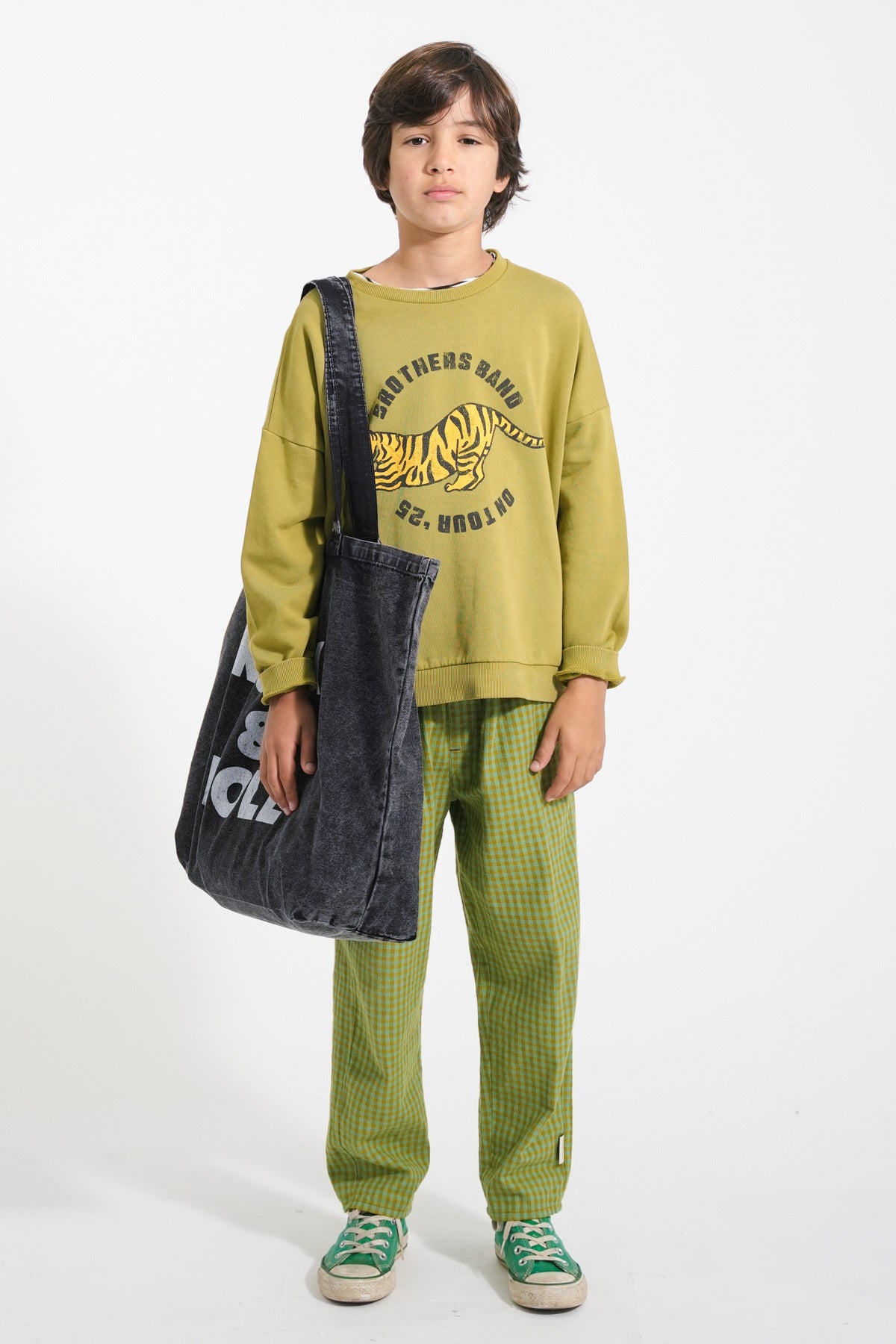 Green checkered trousers kids