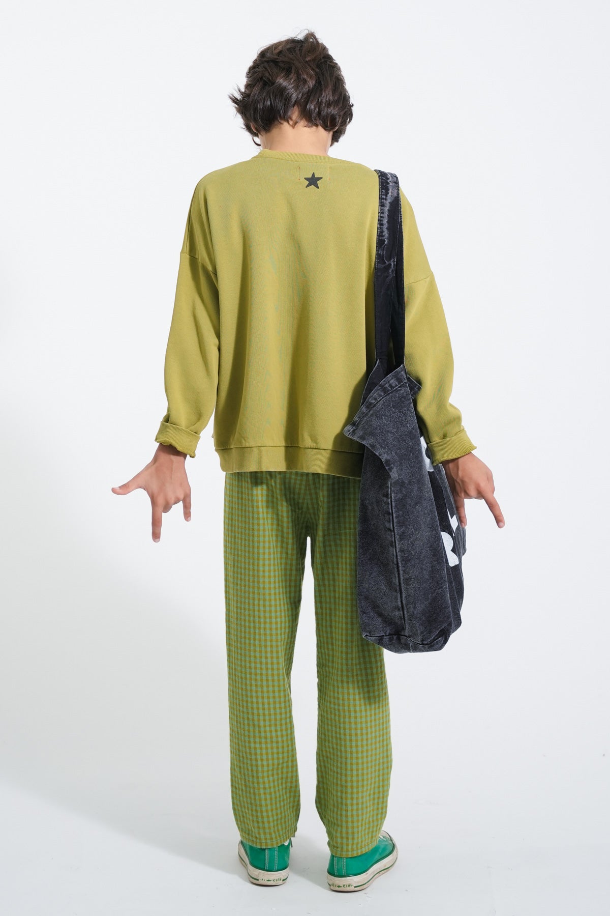Green checkered trousers kids