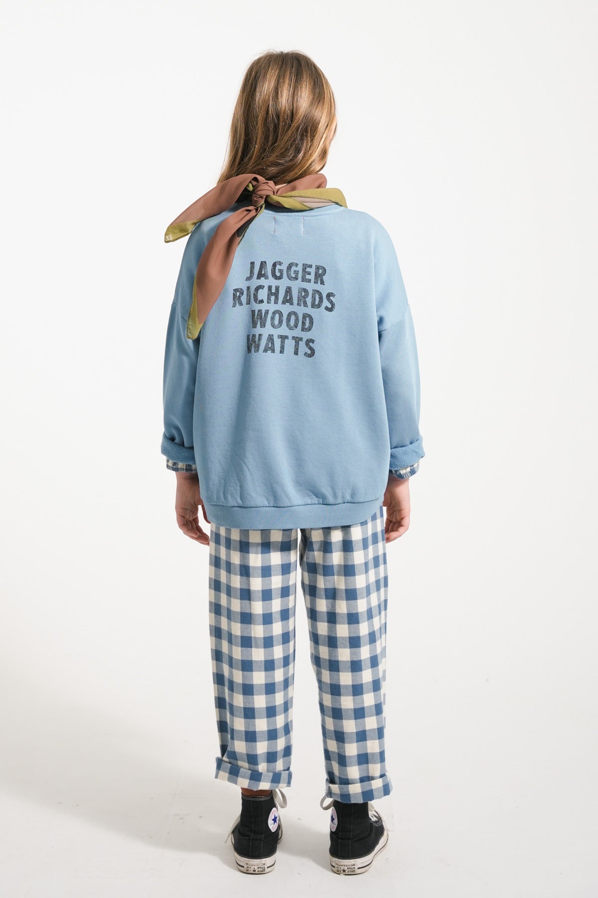Blue & white checkered trousers