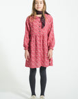 Pink checkered short dress flowers