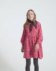 Pink checkered short dress flowers