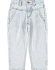 mom fit trousers washed light blue denim