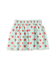 Allover red hearts skirt light blue