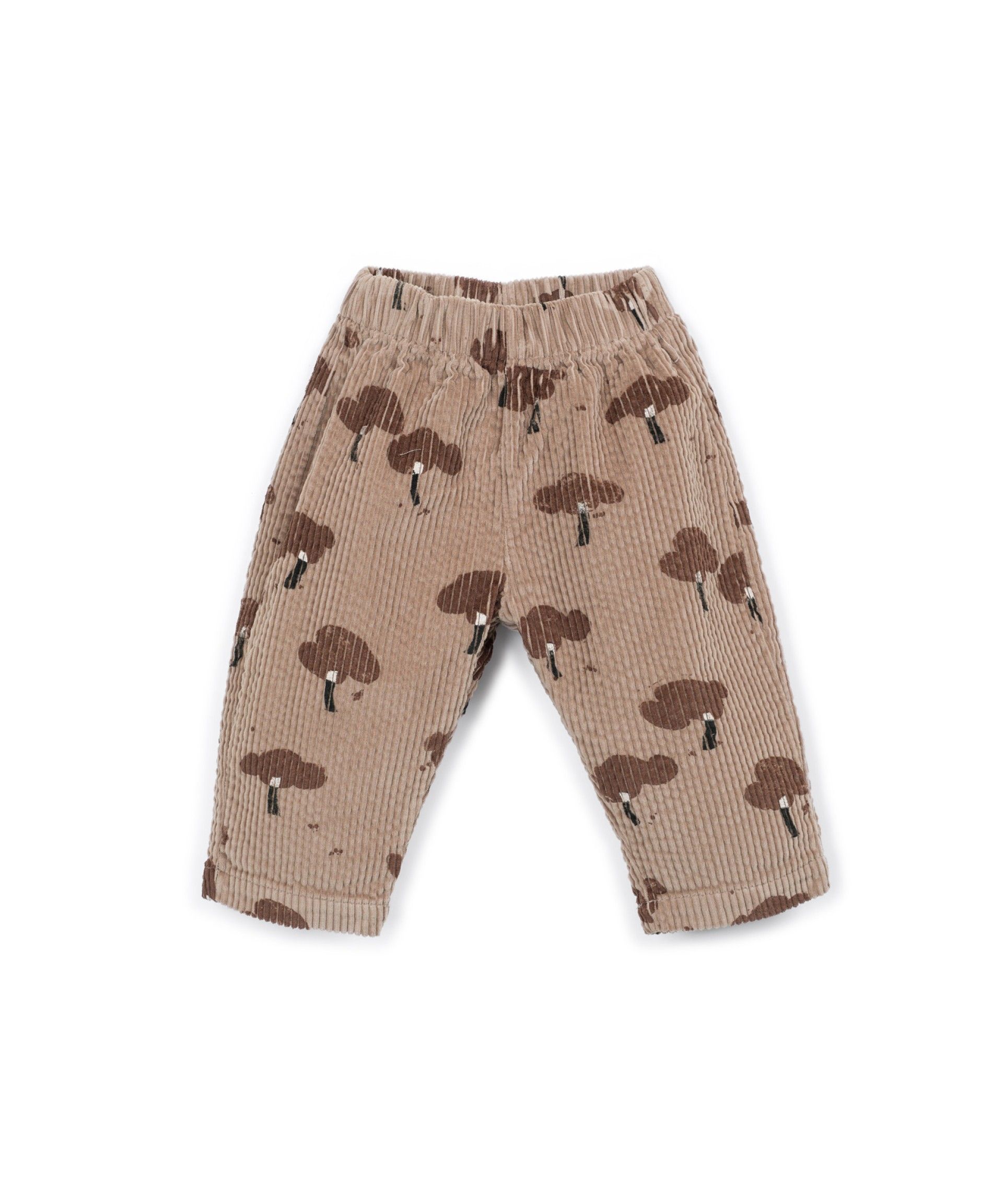 PRINTED BROWN TREE CORDUROY TROUSERS
