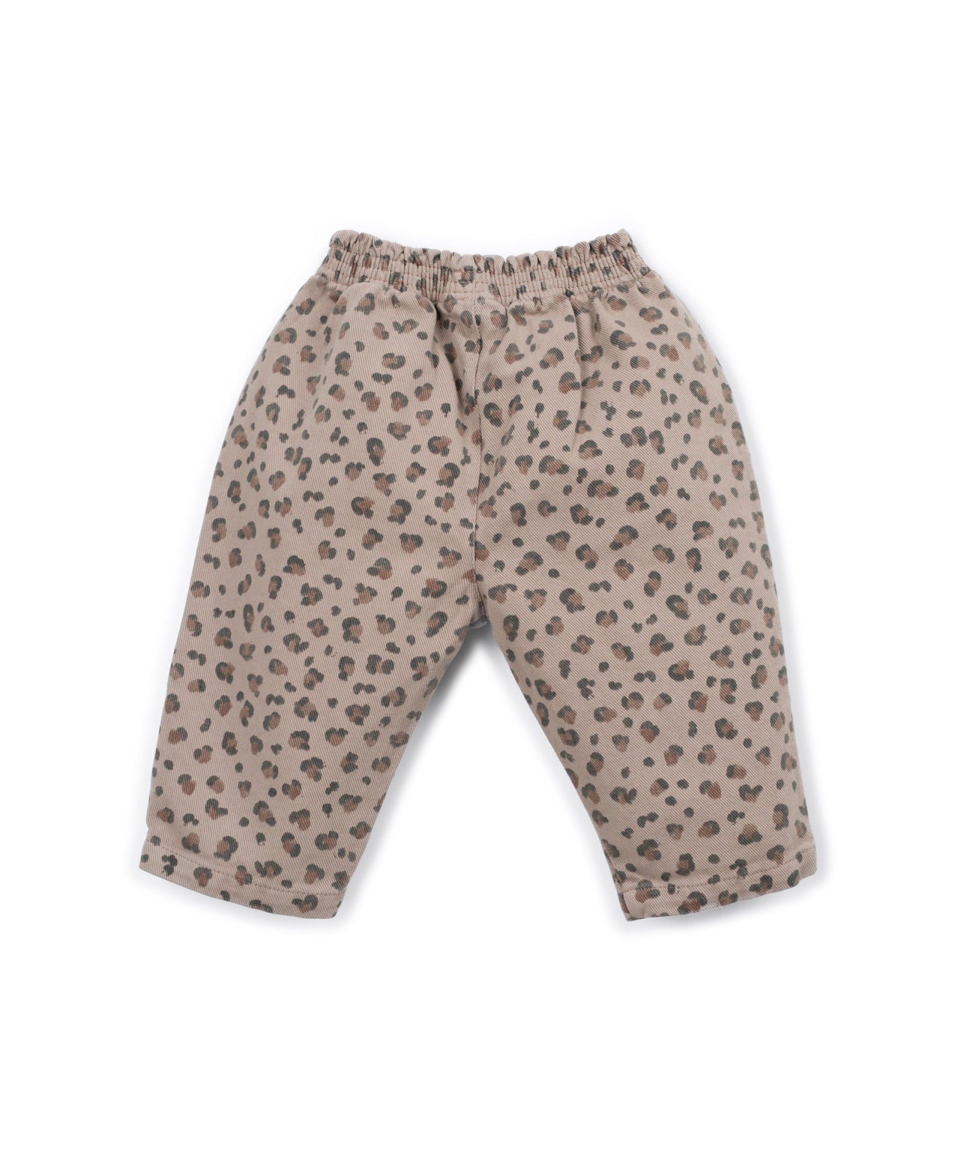 LEOPARD PRINTED TWILL TROUSERS
