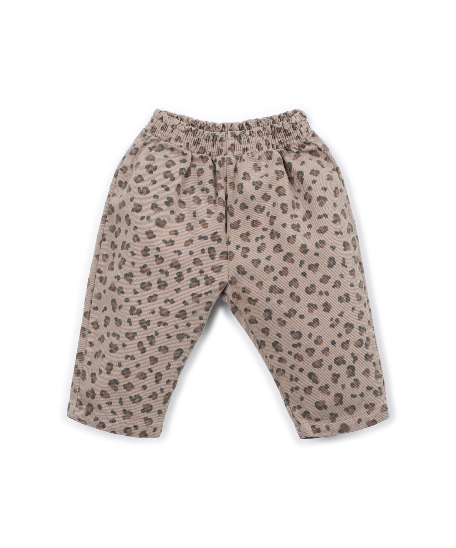 LEOPARD PRINTED TWILL TROUSERS