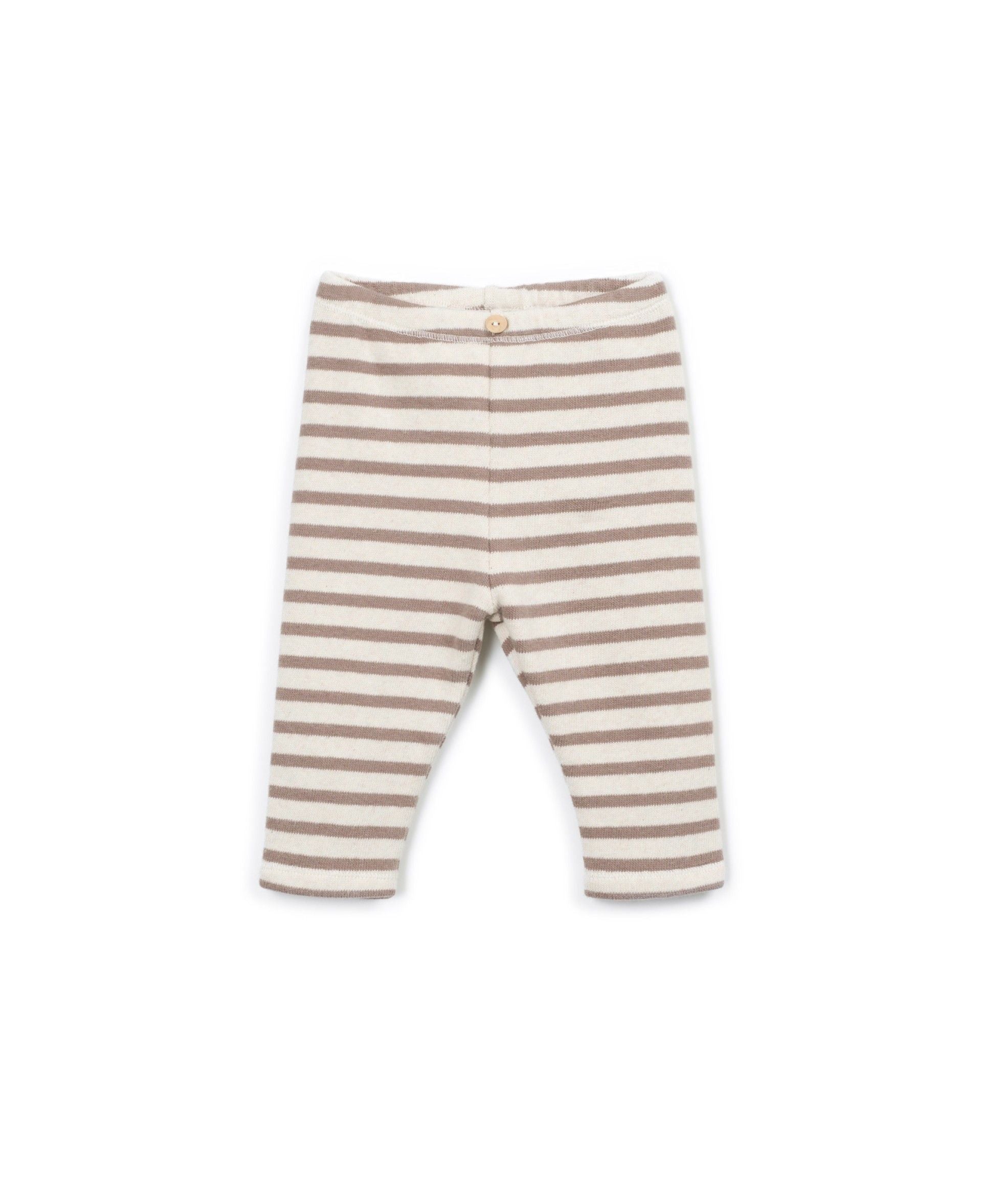 BEIGE STRIPED JERSEY LEGGINGS