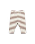 BEIGE STRIPED JERSEY LEGGINGS