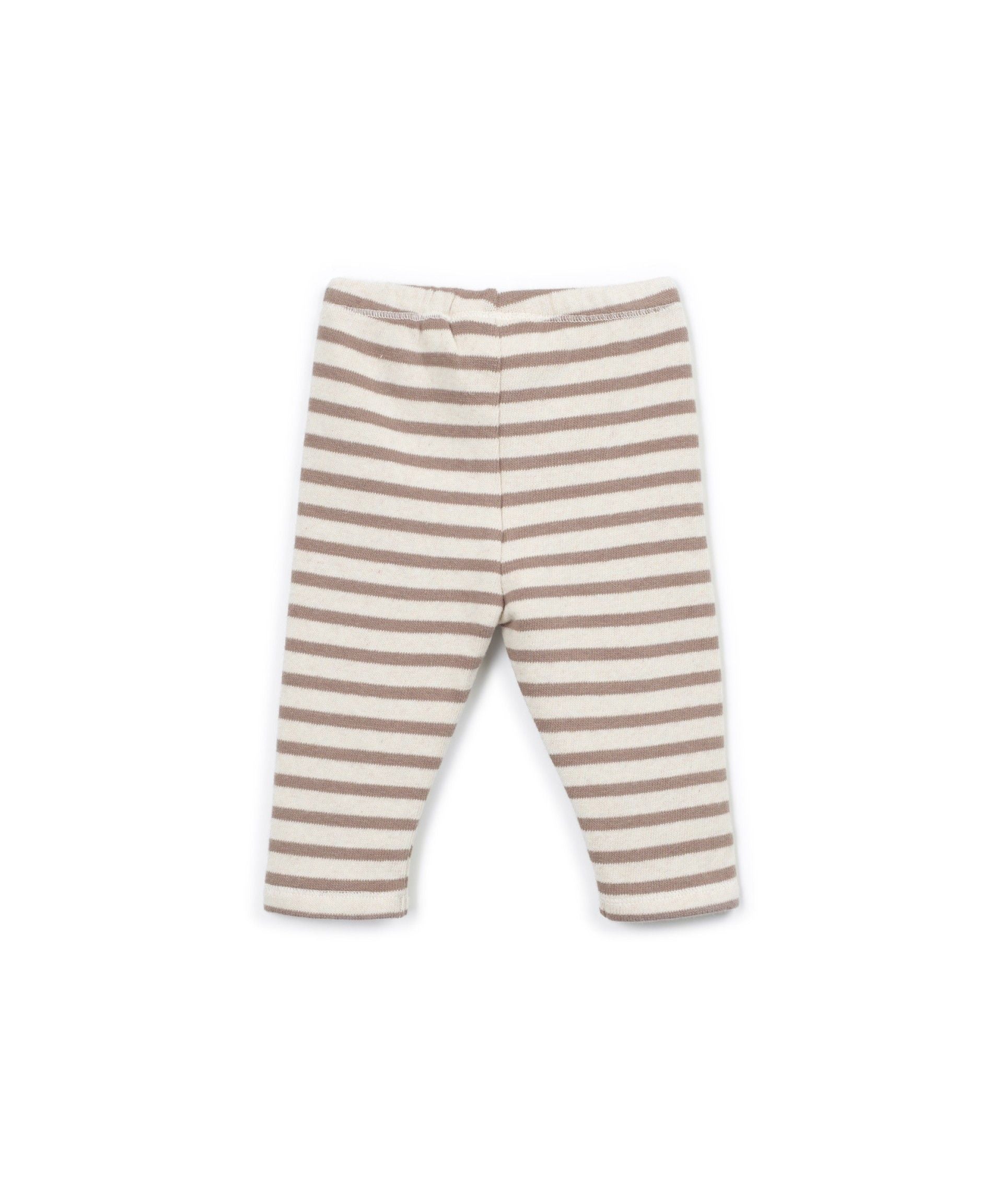 BEIGE STRIPED JERSEY LEGGINGS