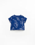 PRINTED T-SHIRT BLUE LEAVES