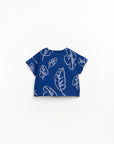 PRINTED T-SHIRT BLUE LEAVES