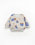 PRINTED PLUSH SWEATER STRAWBERRY BLUE