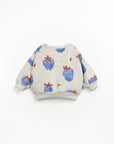 PRINTED PLUSH SWEATER STRAWBERRY BLUE