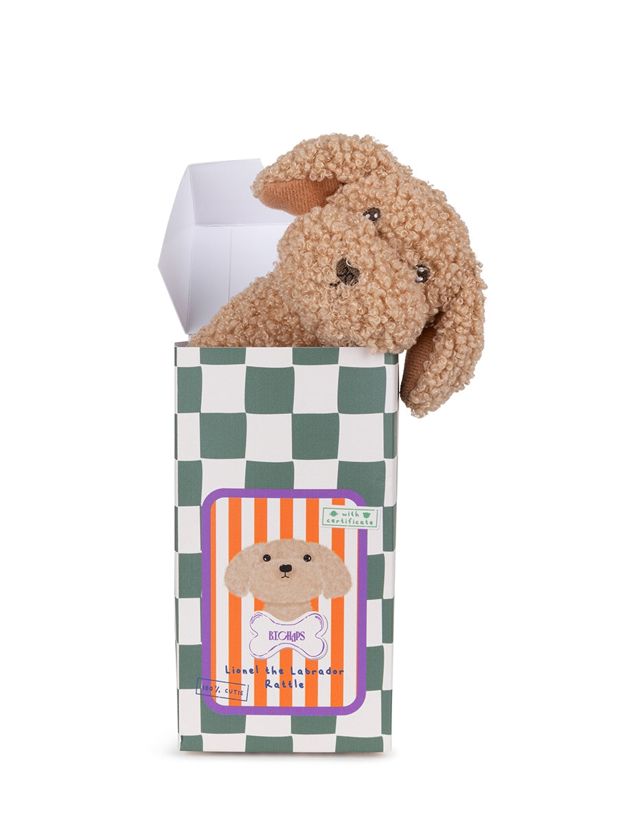 Lionel the Labrador rattle in giftbox