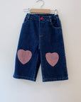 Heart patch denim pants
