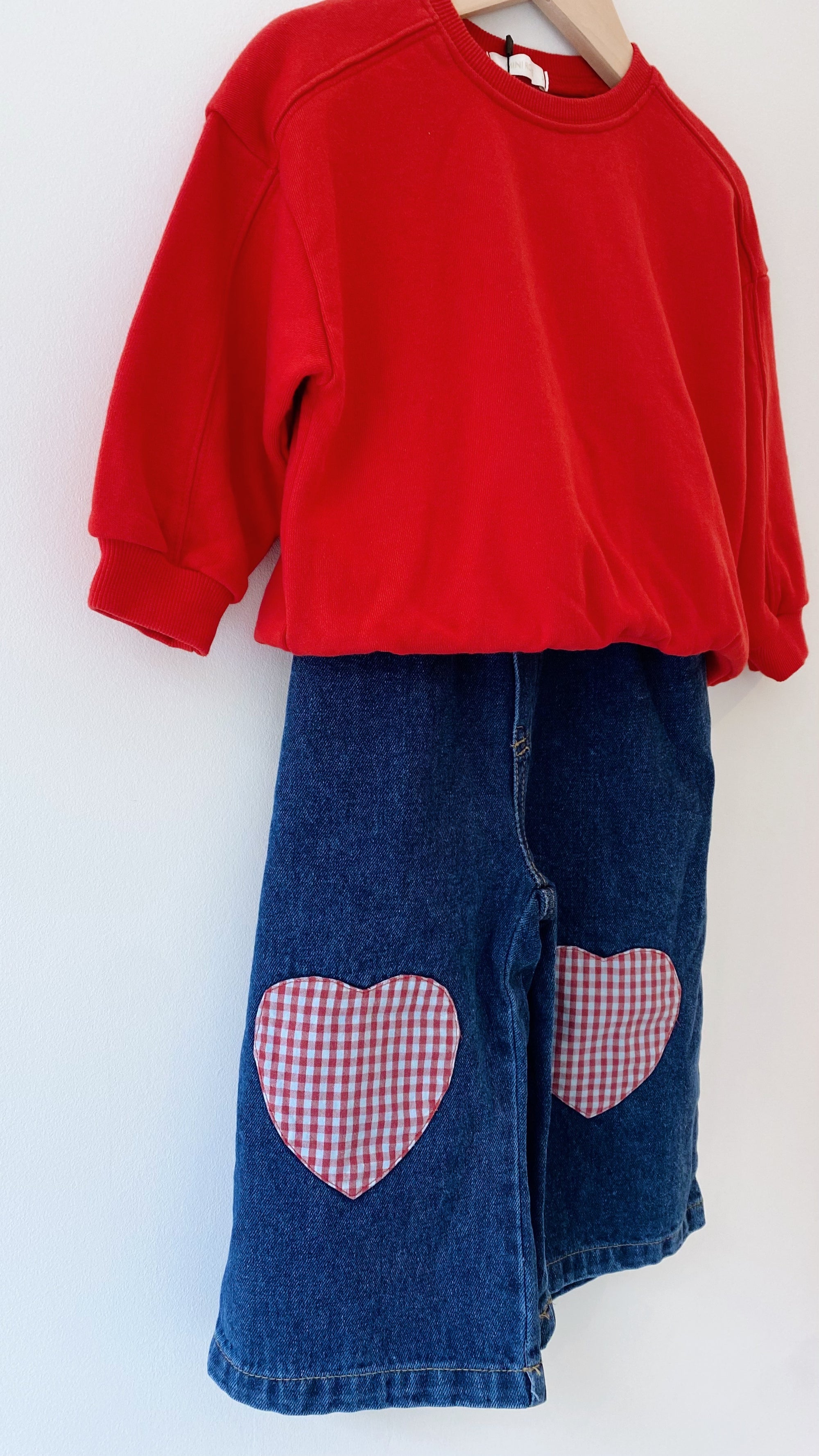 Heart patch denim pants