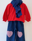 Heart patch denim pants