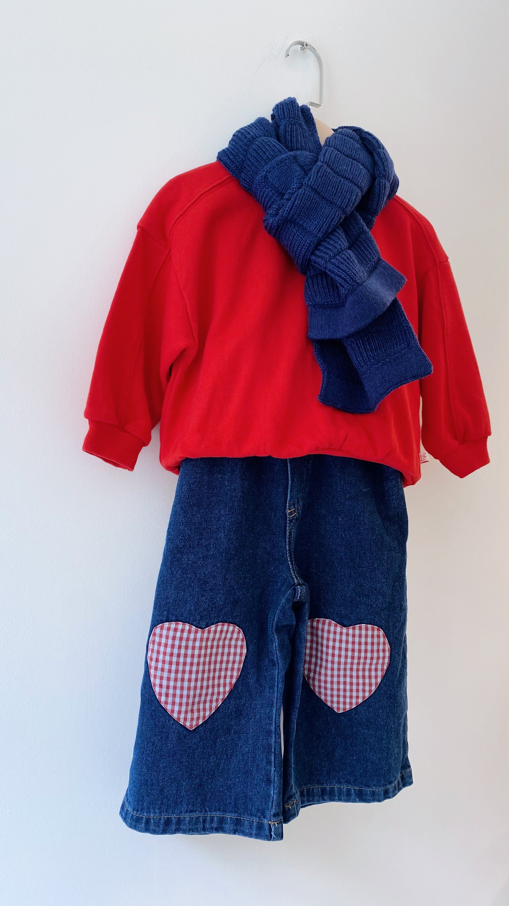 Heart patch denim pants