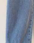 Slashed striped denim pants