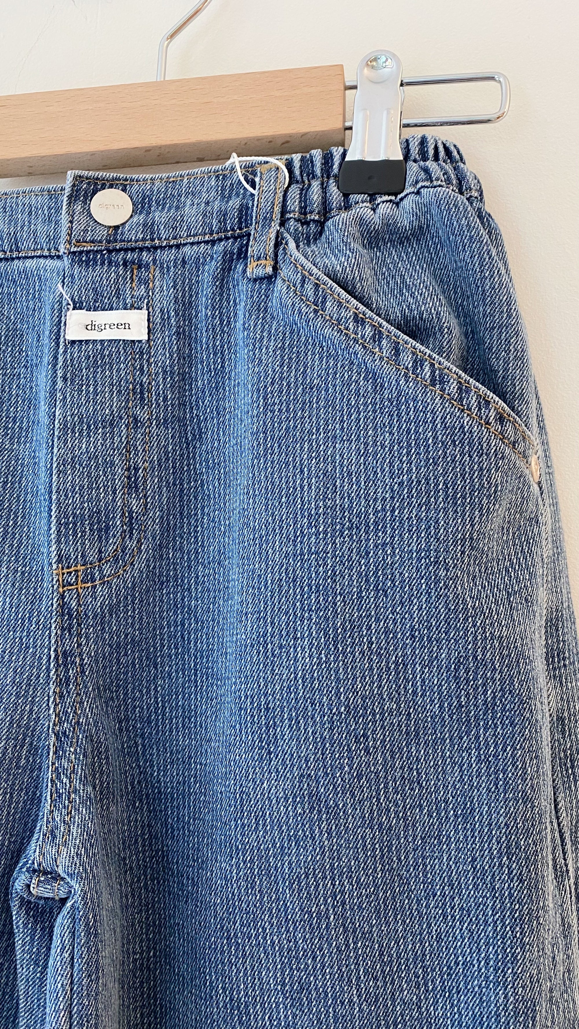 Slashed striped denim pants