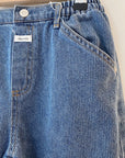 Slashed striped denim pants