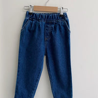 Fleece tapered denim jeans blue