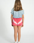 Pink terry shorts white stripes