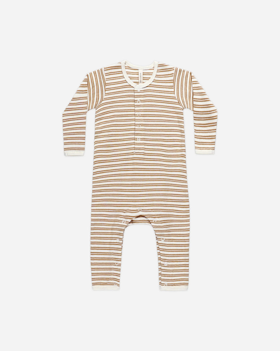 Ribbed baby jumpsuit golden stripes