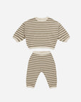 Waffle Slouch Set | Olive Stripe