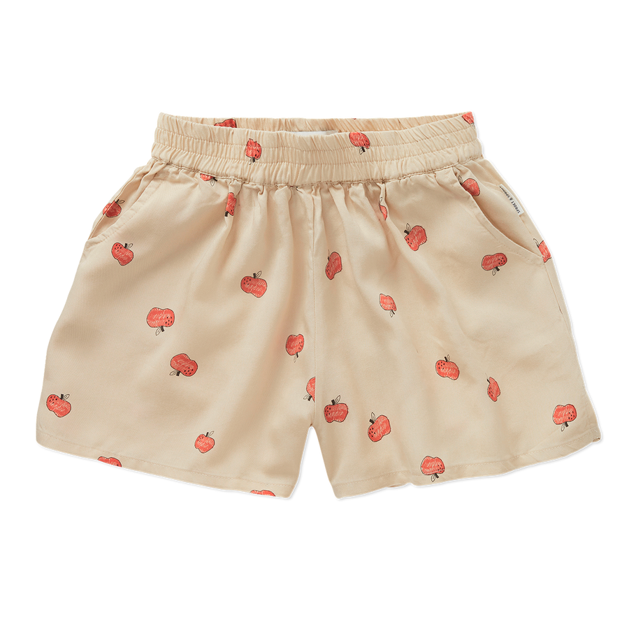 Tencel loose shorts apple print