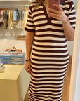 Striped dress aubergine