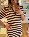 Striped dress aubergine