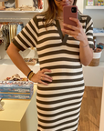 Striped dress khaki