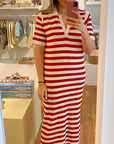 Striped dress red