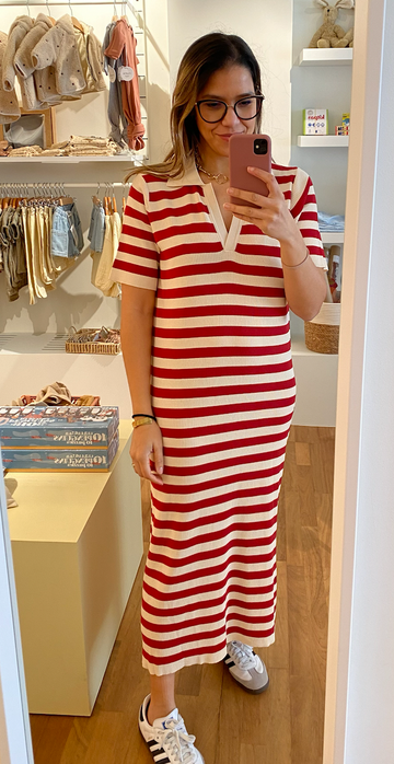 Striped dress red