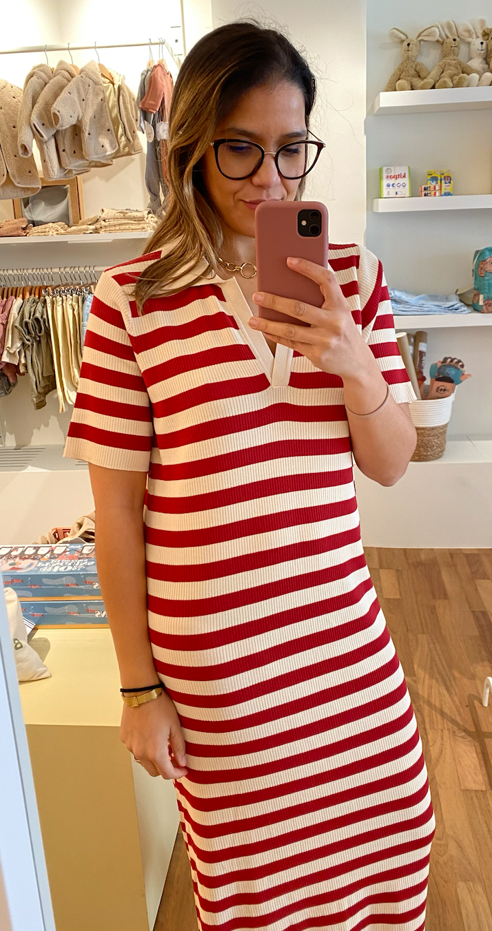Striped dress red