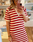 Striped dress red