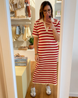 Striped dress red