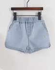 Denim smile embroidery pants - light denim