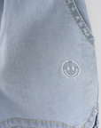 Denim smile embroidery pants - light denim