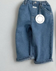 Slashed striped denim pants