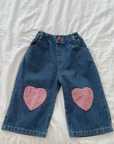 Heart patch denim pants
