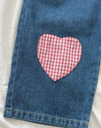 Heart patch denim pants