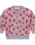 Knit sweater intarsia hearts